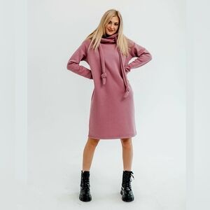 🫶🏼Long 2XL oversized hoodie dress with pockets in warm jersey bouclette